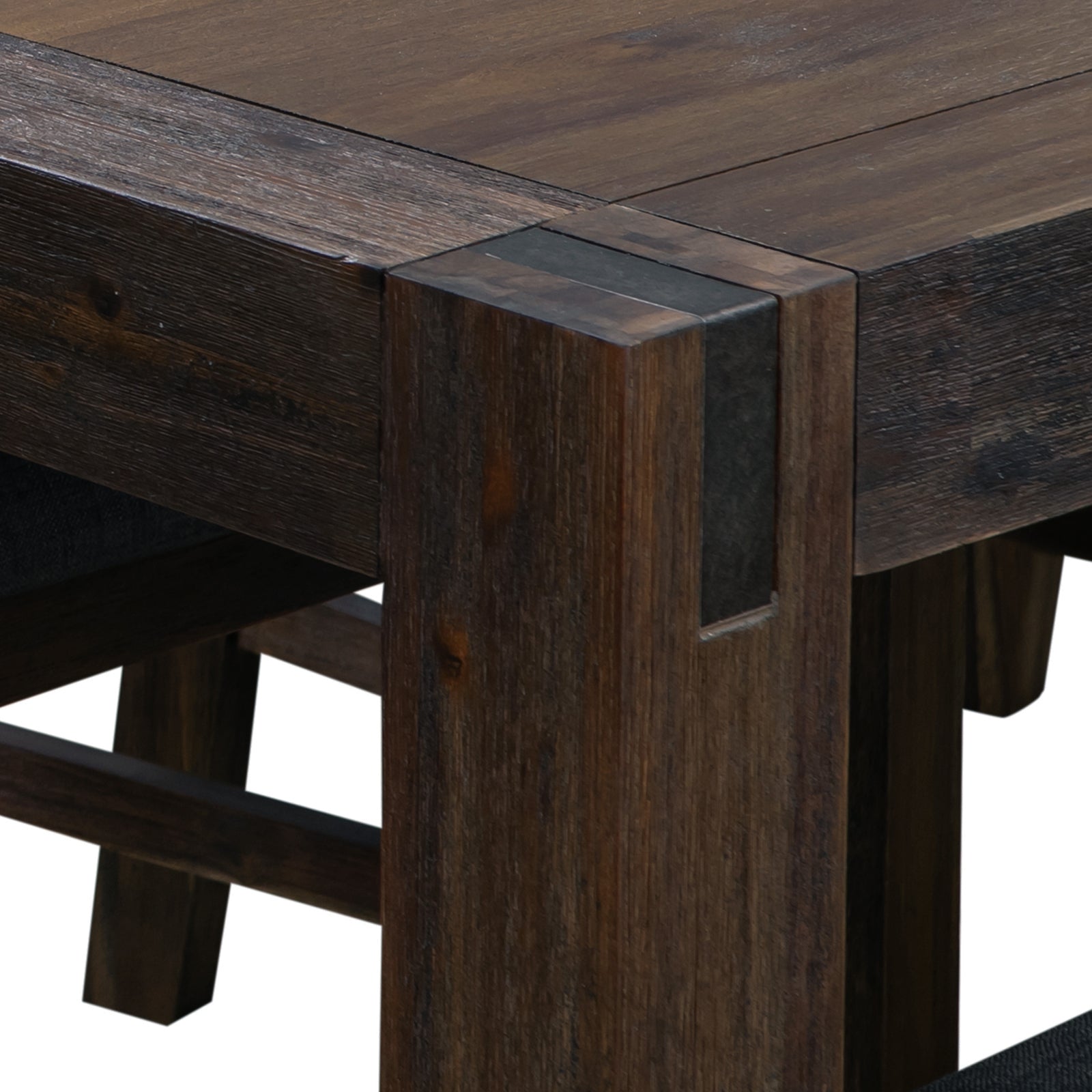 Dining Table 180Cm Medium Size With Solid Acacia Wooden Base In Chocolate Colour