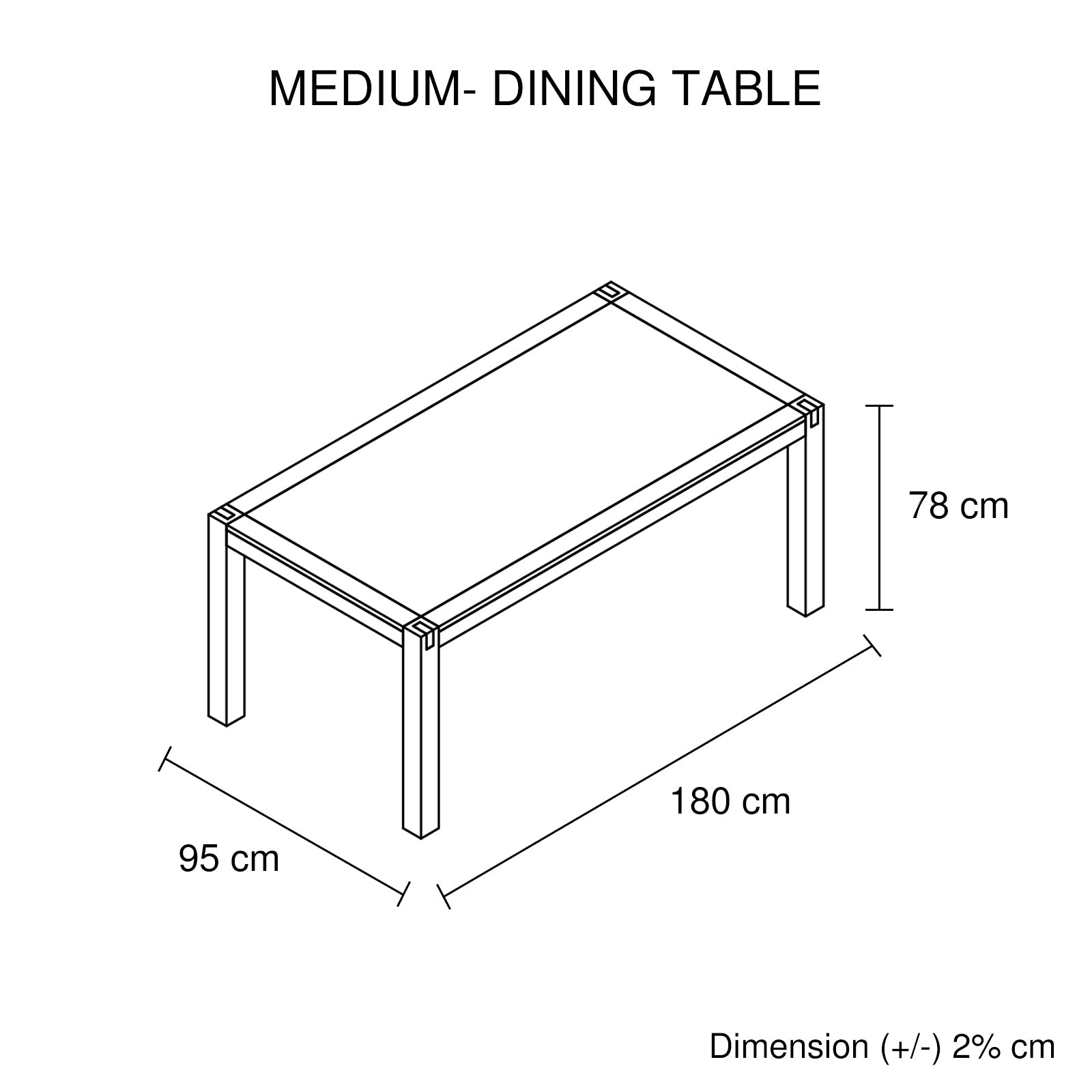 Dining Table 180Cm Medium Size With Solid Acacia Wooden Base In Chocolate Colour