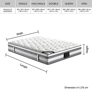 Mattress Euro Top King Size Pocket Spring Coil With Knitted Fabric Medium Firm 34Cm Thick