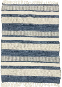 Striped Blue/White Cotton Kilim Rug 90X150 Cm