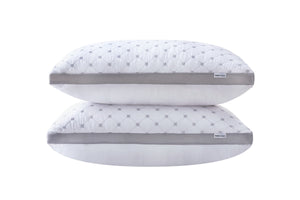 Luxury Bamboo Cooling Twin Pack Plush Down-Like Pillows With 2 Bonus Quilted Waterproof Protectors