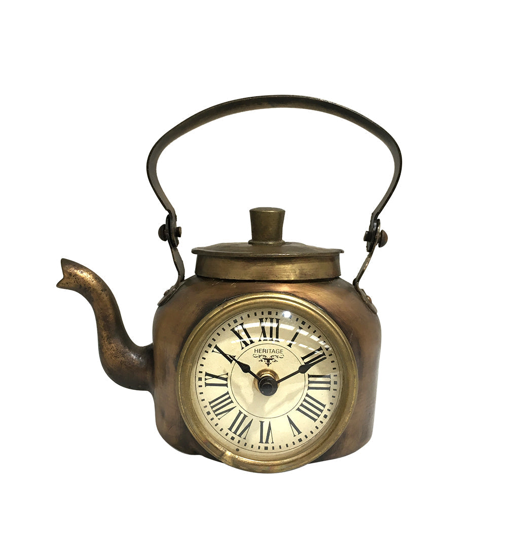 Table Clock - Old Brass Tea Kettle