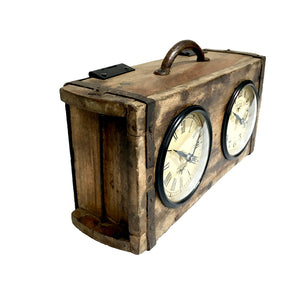 Table Clock - Brick Mould Dual Dial