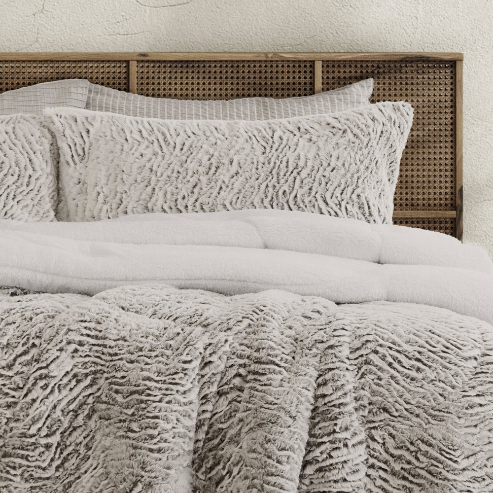 Faux Fur Sherpa 3Pce Comforter Set - Single/Double