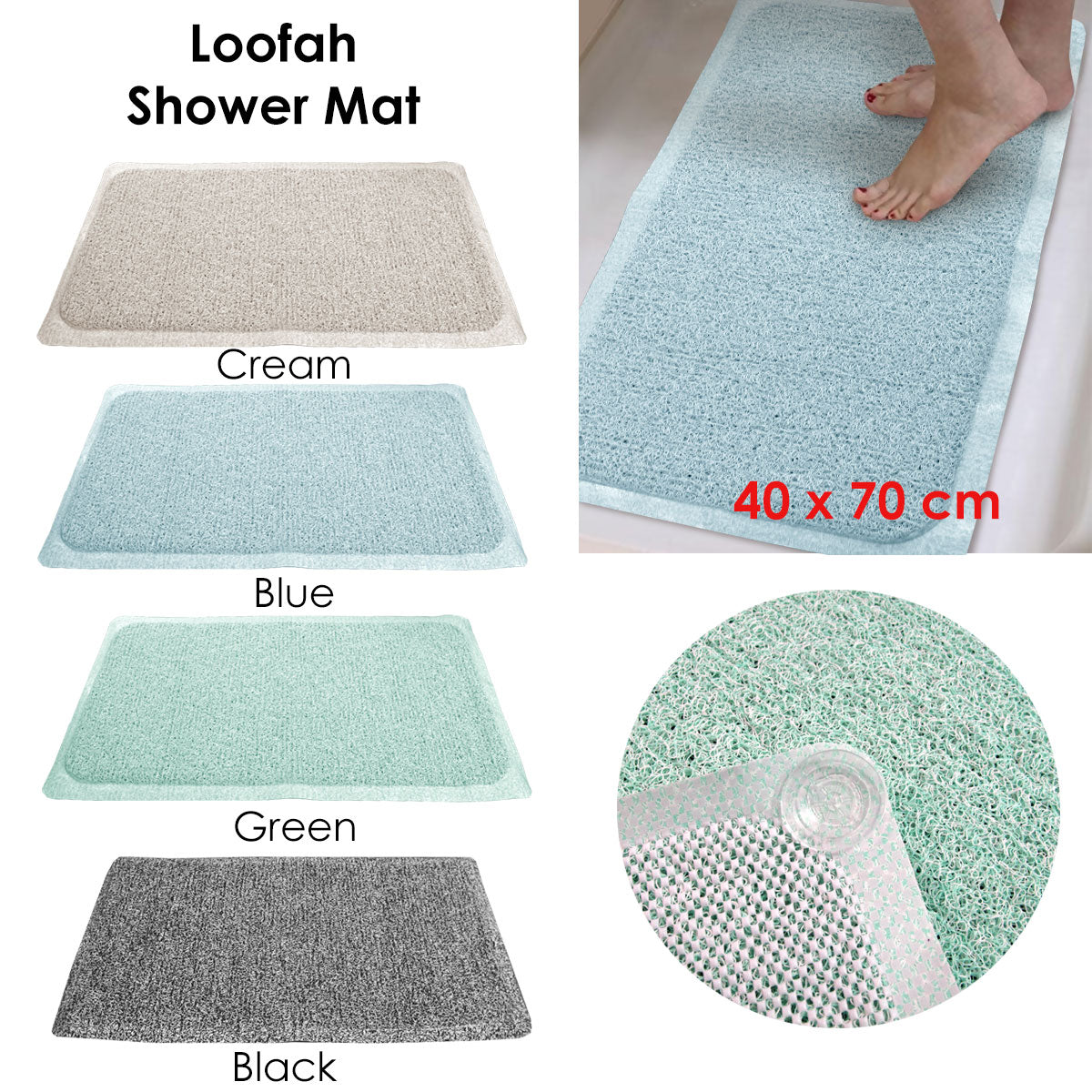 Loofah Shower Mat Blue