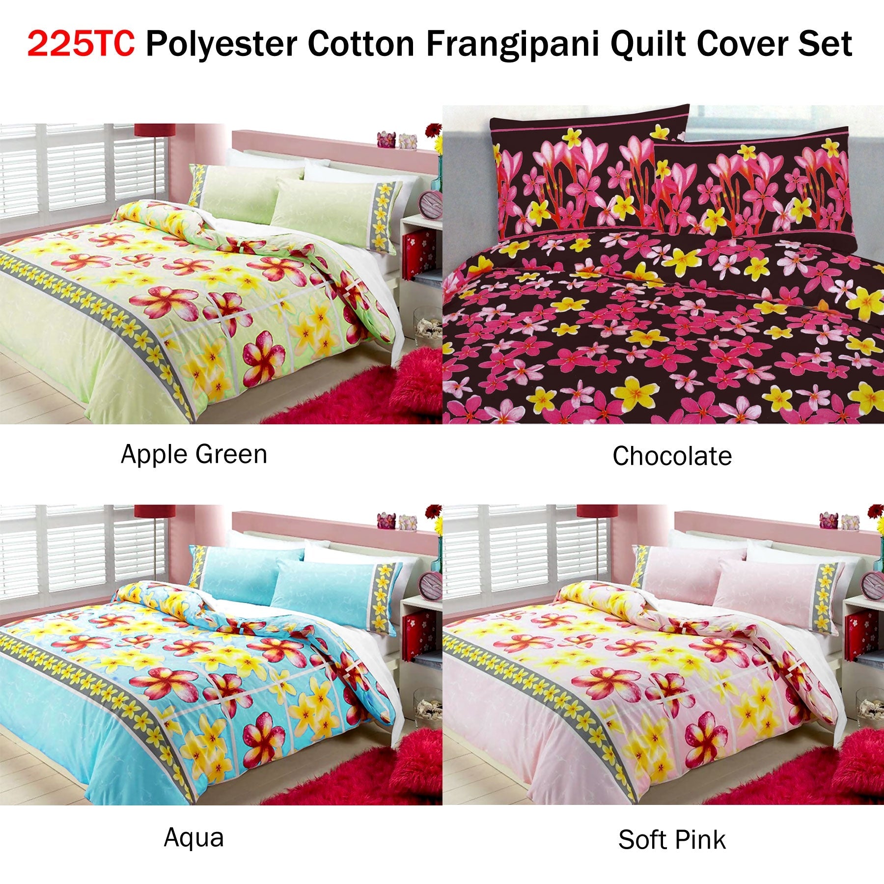 Floating Frangipani Quilt Cover Set Aqua Single