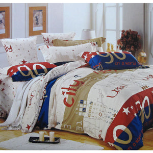 310Tc Urban City Cotton Printed Quilt Cover Set Single