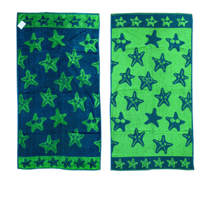 Jacquard Velour Reversible Beach Towel Blue Stars