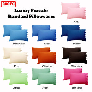 280Tc Luxury Percale Standard Pillowcases Apple