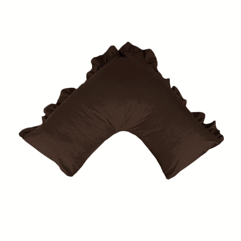 280Tc Luxury Percale Ruffled V Pillowcase Chocolate