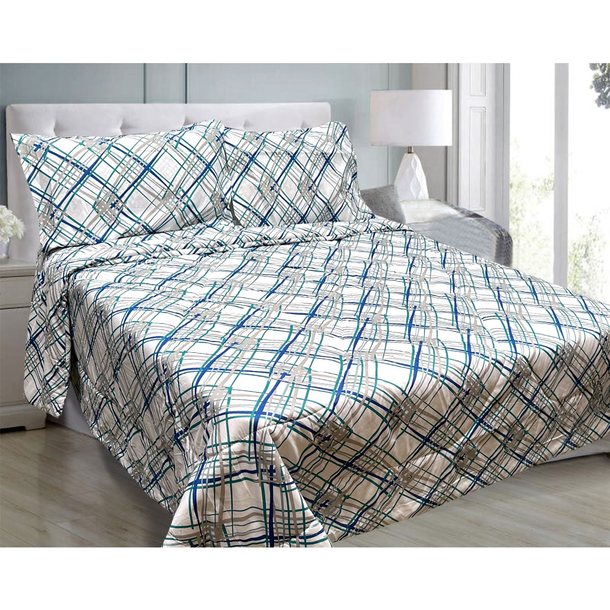 Hotel Living 3 Pce Light Weight Comforter Set Queen/King Oscar Crisscross