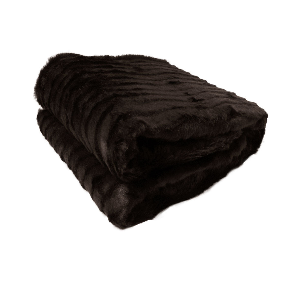 Faux Fur Striped Throw Rug Dark Chocolate Luxury Comfort Elegance Polyester