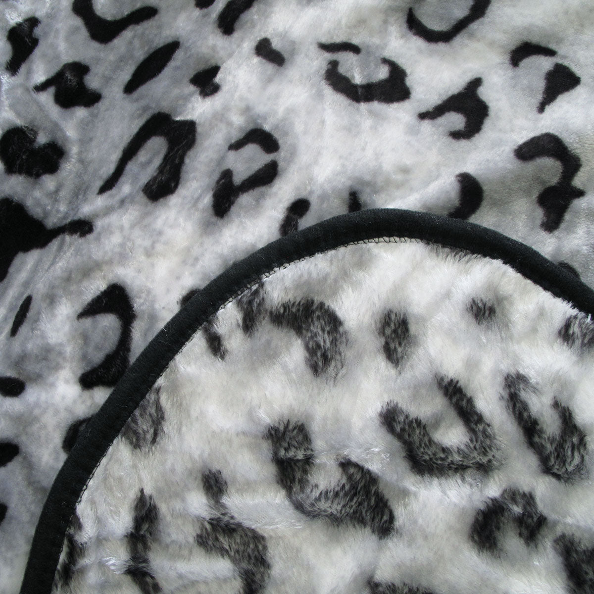 375Gsm 1 Ply Animal Print Faux Mink Blanket Queen 200X240 Cm Snow Leopard