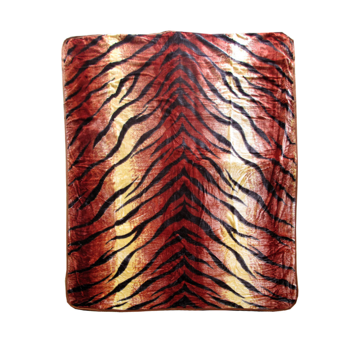 375Gsm 1 Ply Animal Print Faux Mink Blanket Queen 200X240 Cm Tiger