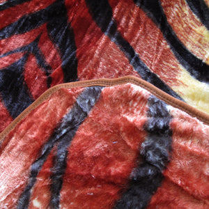 375Gsm 1 Ply Animal Print Faux Mink Blanket Queen 200X240 Cm Tiger