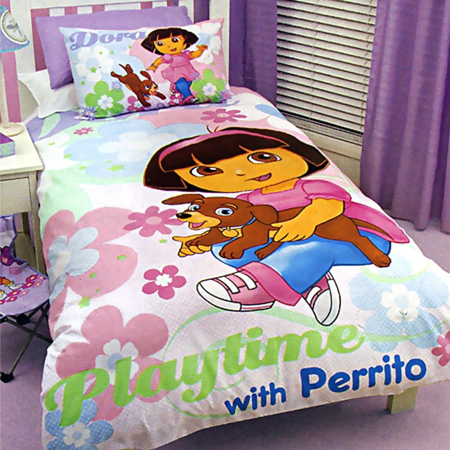 Disney Dora The Explorer Quilt Cover Set Playtime With Perrito Single