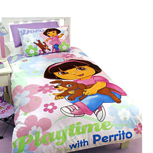 Disney Dora The Explorer Quilt Cover Set Playtime With Perrito Single