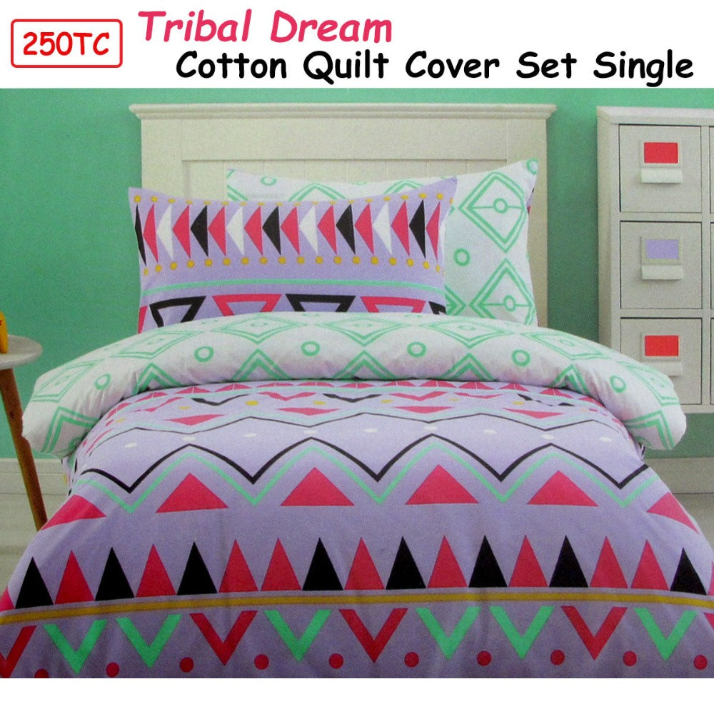 250Tc Tribal Dream 100% Cotton Quilt Cover Set Single