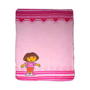 Caprice Polar Fleece Throw Rug Dora Explorer Thick And Embroidered Pink Heart 127 X 152 Cm