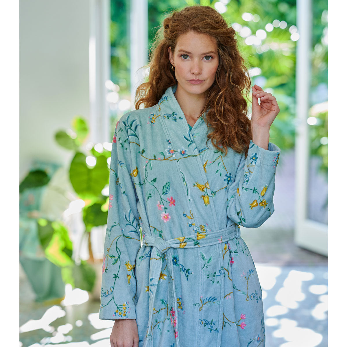 Pip Studio Les Fleurs Cotton Bath Robe Blue M