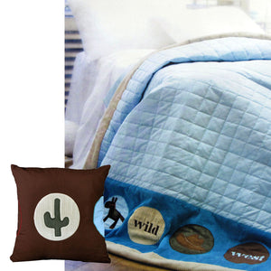 Happy Kids Wild West Blue Embroidered Comforter With Bonus Cushion