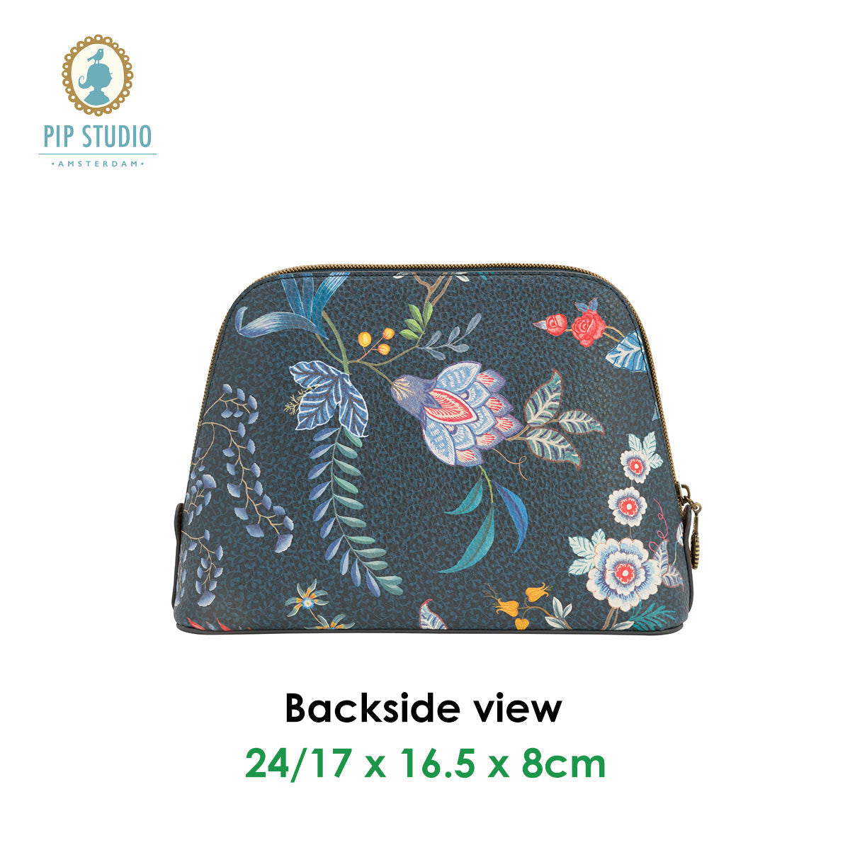 Pip Studio Flower Festival Dark Blue Medium Triangle Cosmetic Bag