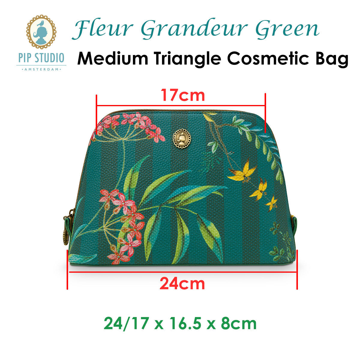 Pip Studio Fleur Grandeur Green Medium Triangle Cosmetic Bag