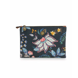 Pip Studio Flower Festival Dark Blue Medium Cosmetic Flat Pouch