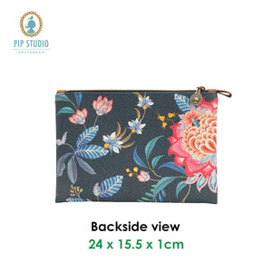 Pip Studio Flower Festival Dark Blue Medium Cosmetic Flat Pouch