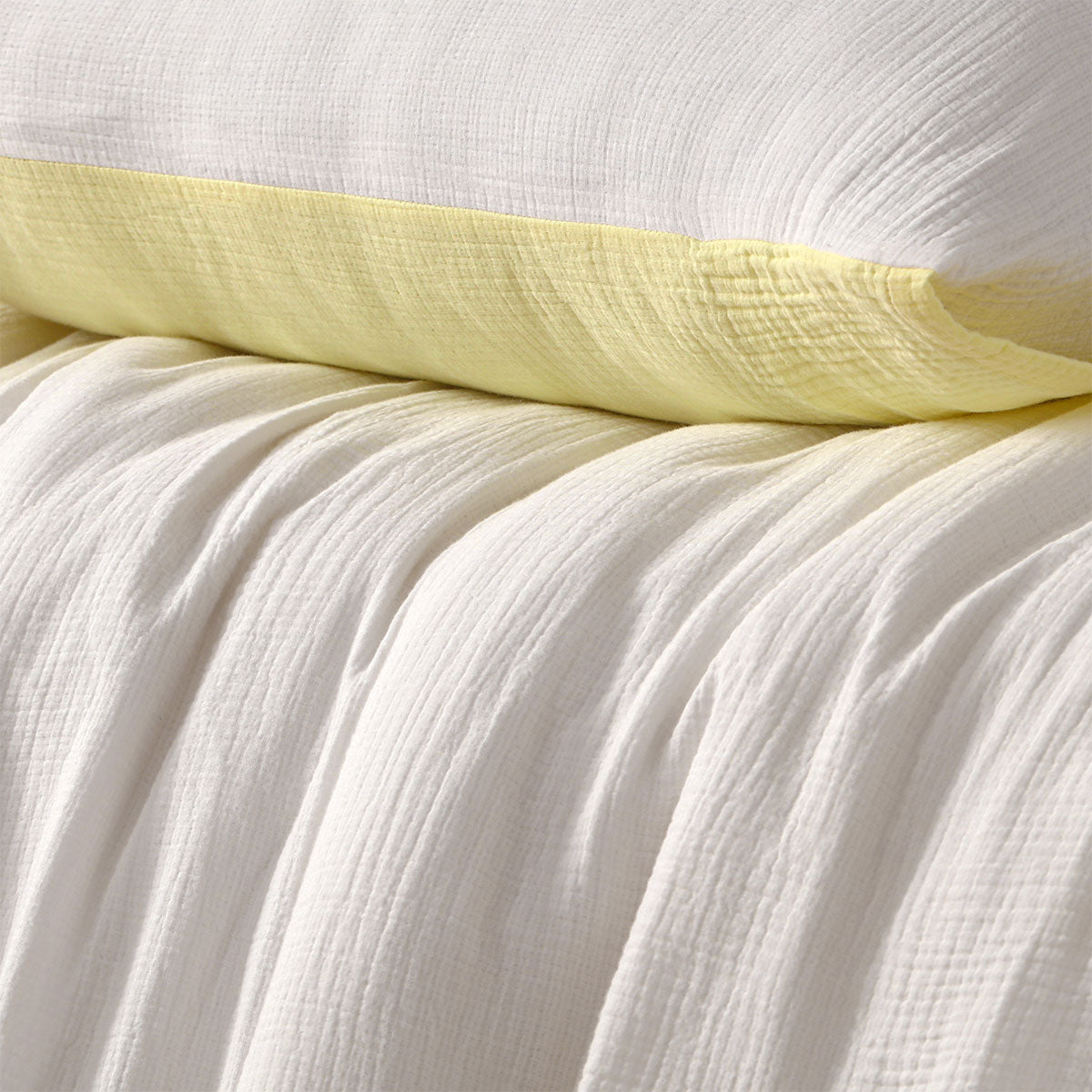 Vintage Design Homewares Hugo Reversible White Butter Cotton Gauze Quilt Cover Set