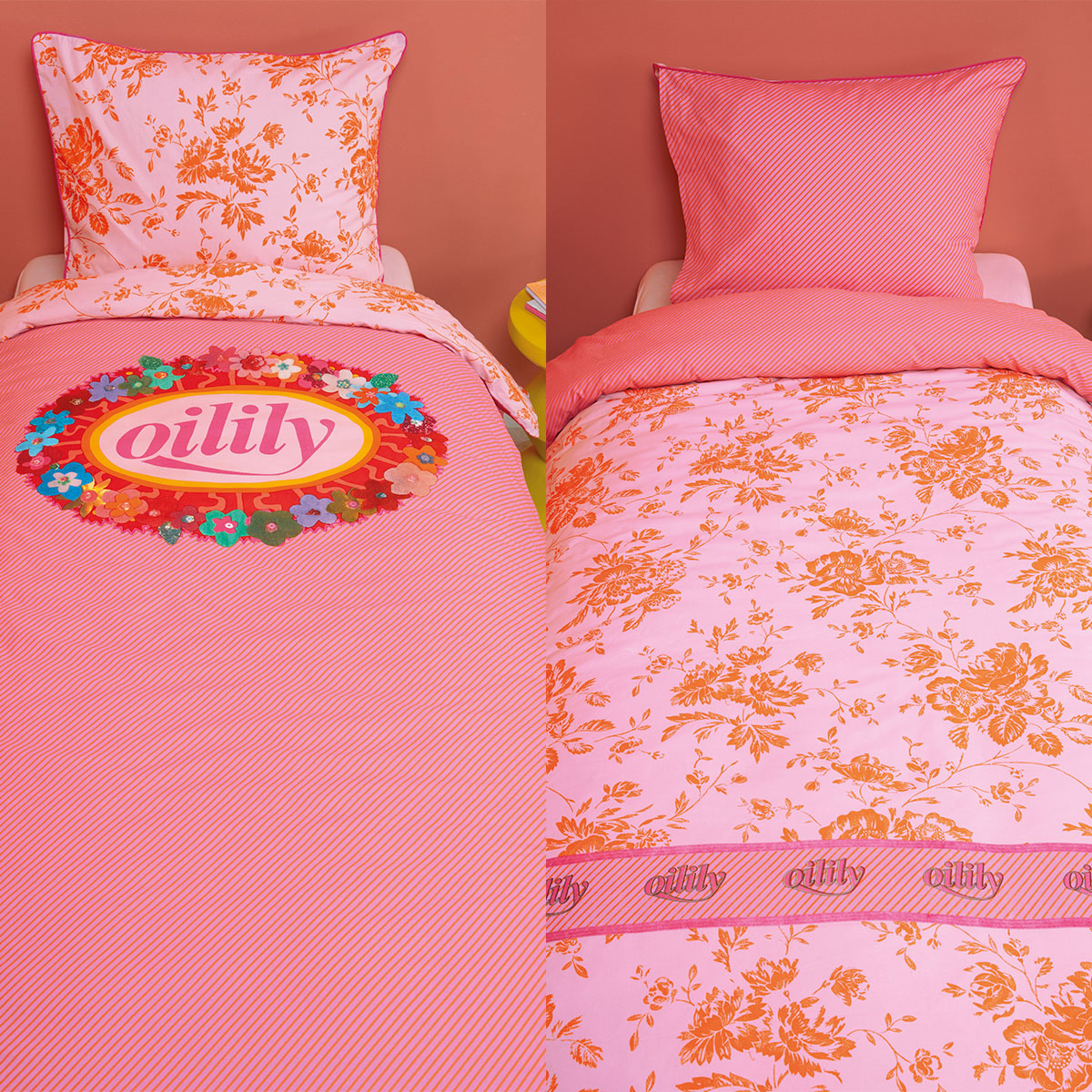 Oilily Prom Flowers Pink Cotton Quilt Cover Set Single