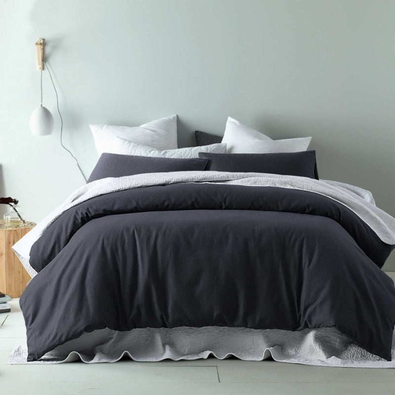 Accessorize Waffle Slate Cotton Blend Quilt Cover Set