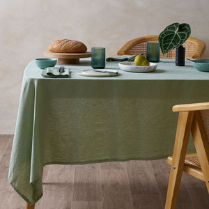 Vintage Design Homewares Sage Washed Linen Cotton Tablecloth 150X230cm