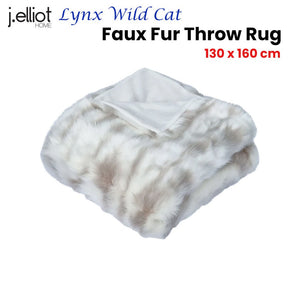 J Elliot Home Lynx Wild Cat Faux Fur Throw Rug 130 X 160Cm