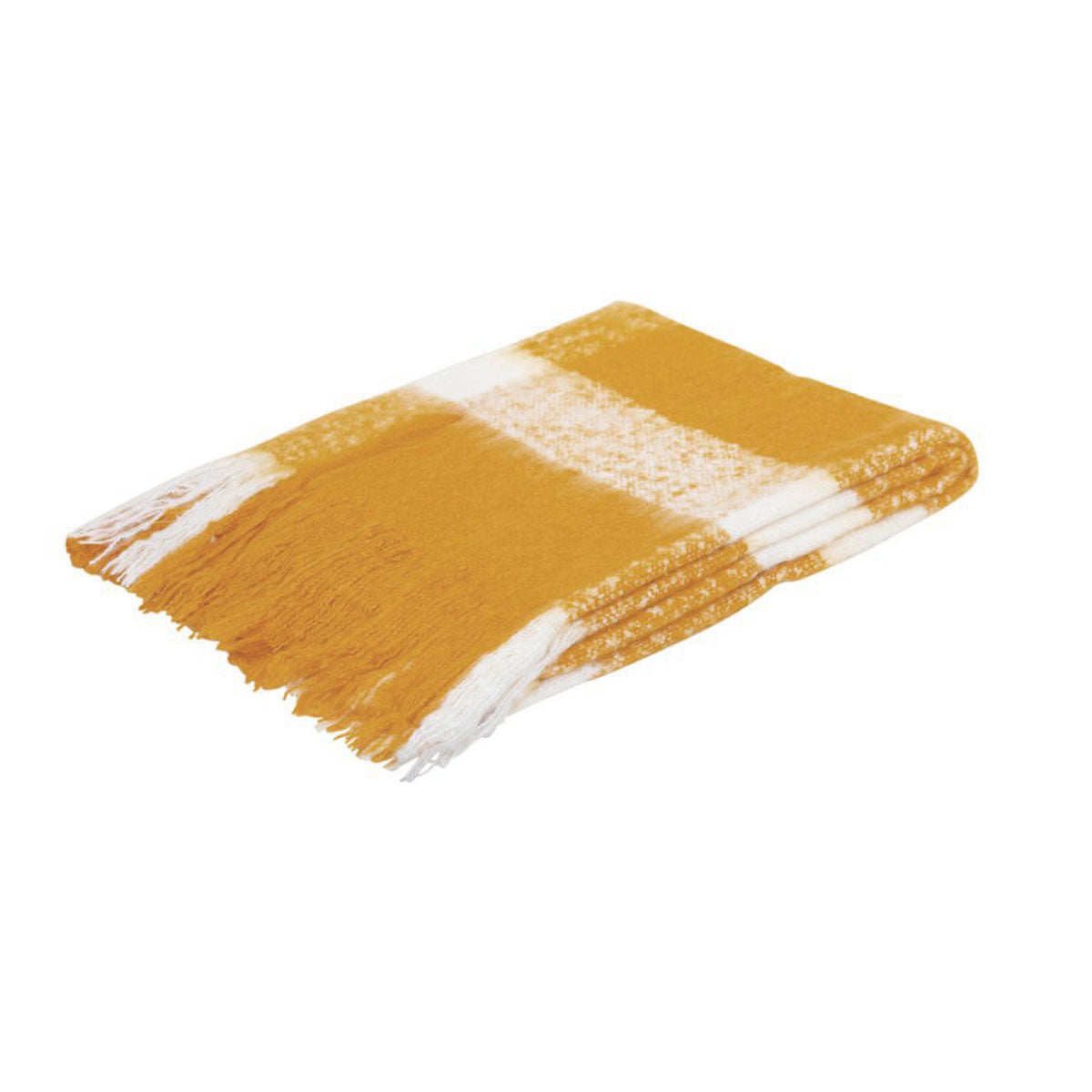 J Elliot Home Wren Faux Mohair Throw Mustard White 130 Inch By 160 Cm Acrylic Fabric