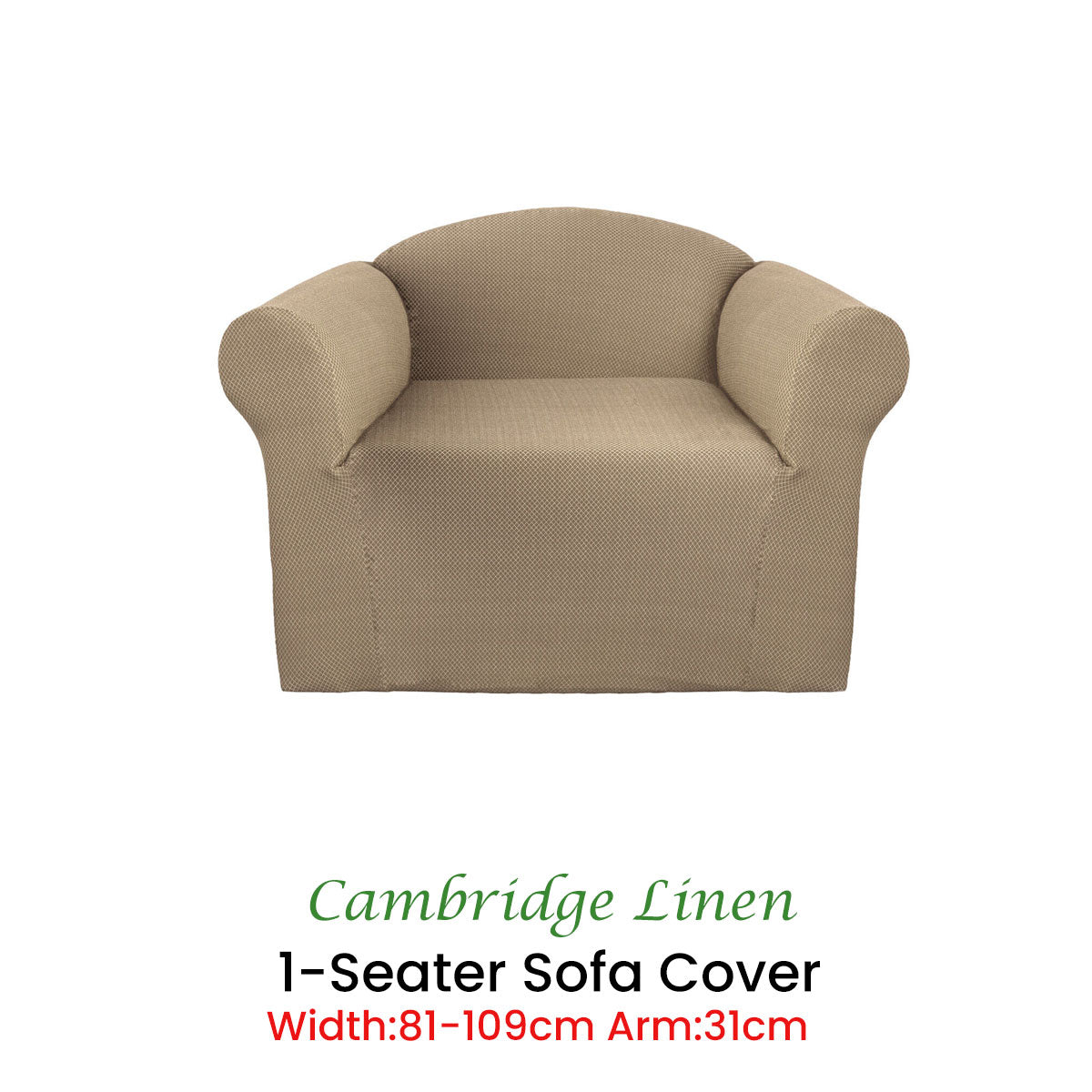 Elan Cambridge Extra-Stretch Couch Cover Linen One Seater