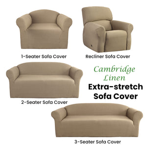 Elan Cambridge Extra-Stretch Couch Cover Linen One Seater