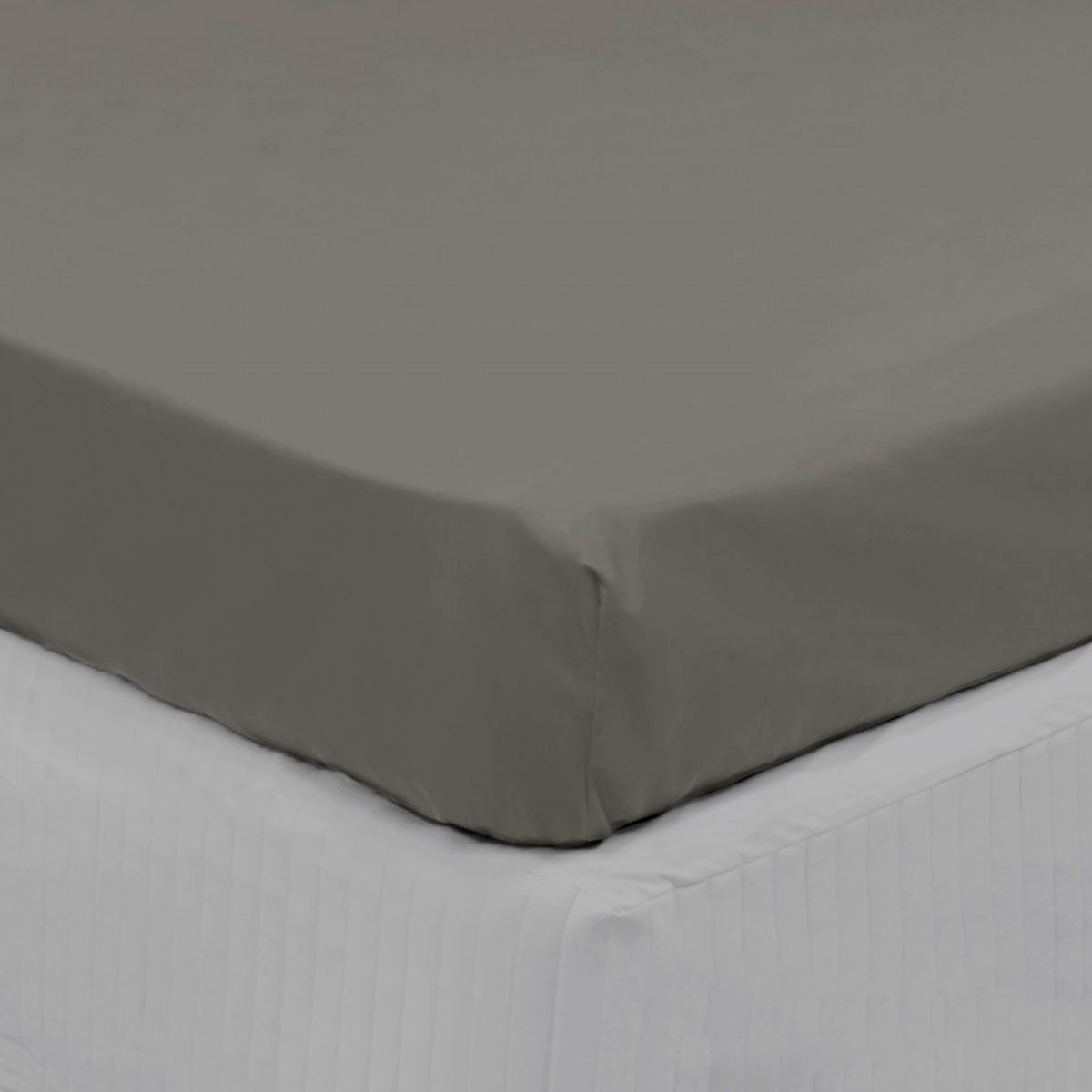 Algodon 300Tc Cotton Fitted Sheet Long Single Size Charcoal