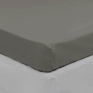 Algodon 300Tc Cotton Fitted Sheet Long Single Size Charcoal