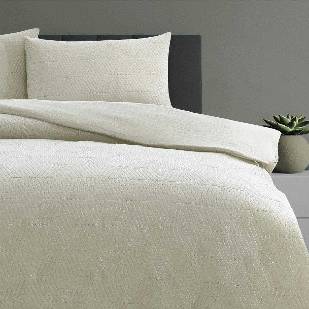Ardor Maxwell Tan Embossed Washed Quilt Cover Set