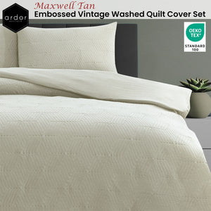 Ardor Maxwell Tan Embossed Washed Quilt Cover Set
