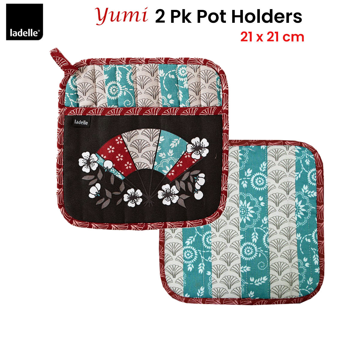 Ladelle Yumi Set Of 2 Pot Holders 21 X Cm