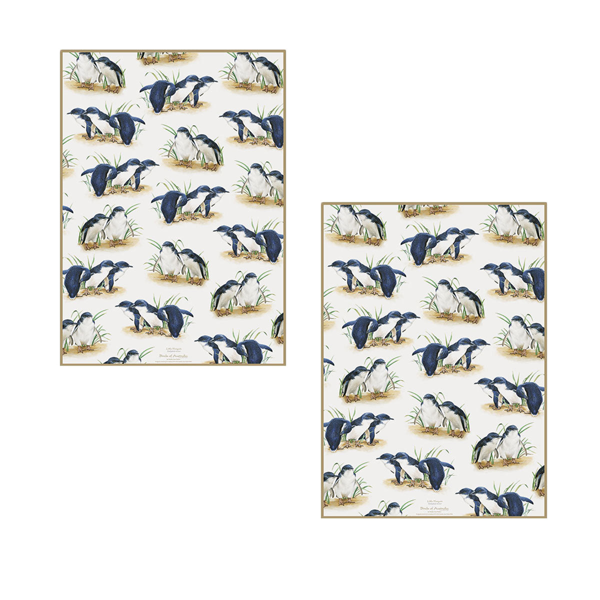 Set Of 2 Birds Australia Kitchen Tea Towels Penguin 50 X 70 Cm