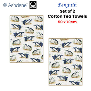 Set Of 2 Birds Australia Kitchen Tea Towels Penguin 50 X 70 Cm