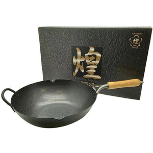 Kirameki Cast Iron Double Fiber Line Stir-Fry Wok (Made In Japan) 33Cm