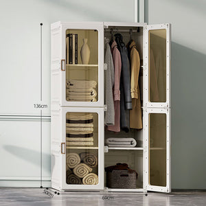 Kylin Cubes Storage Folding Cabinet Wardrobe With 8 Grids & 4 Doors 1 Hanger