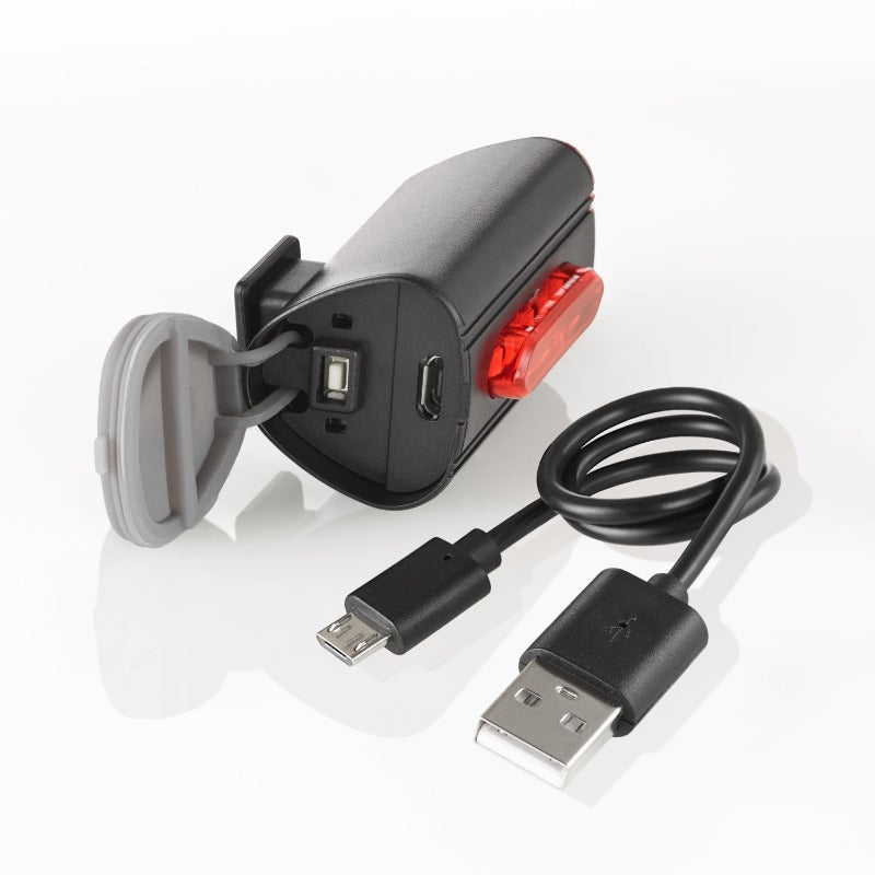 Fischer Led Bike Light Set 30Lux Usb With Rear Floor