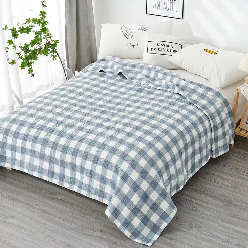 Yarnn Elegant Classic Style Checks Range Blanket Color Pigeon Blue