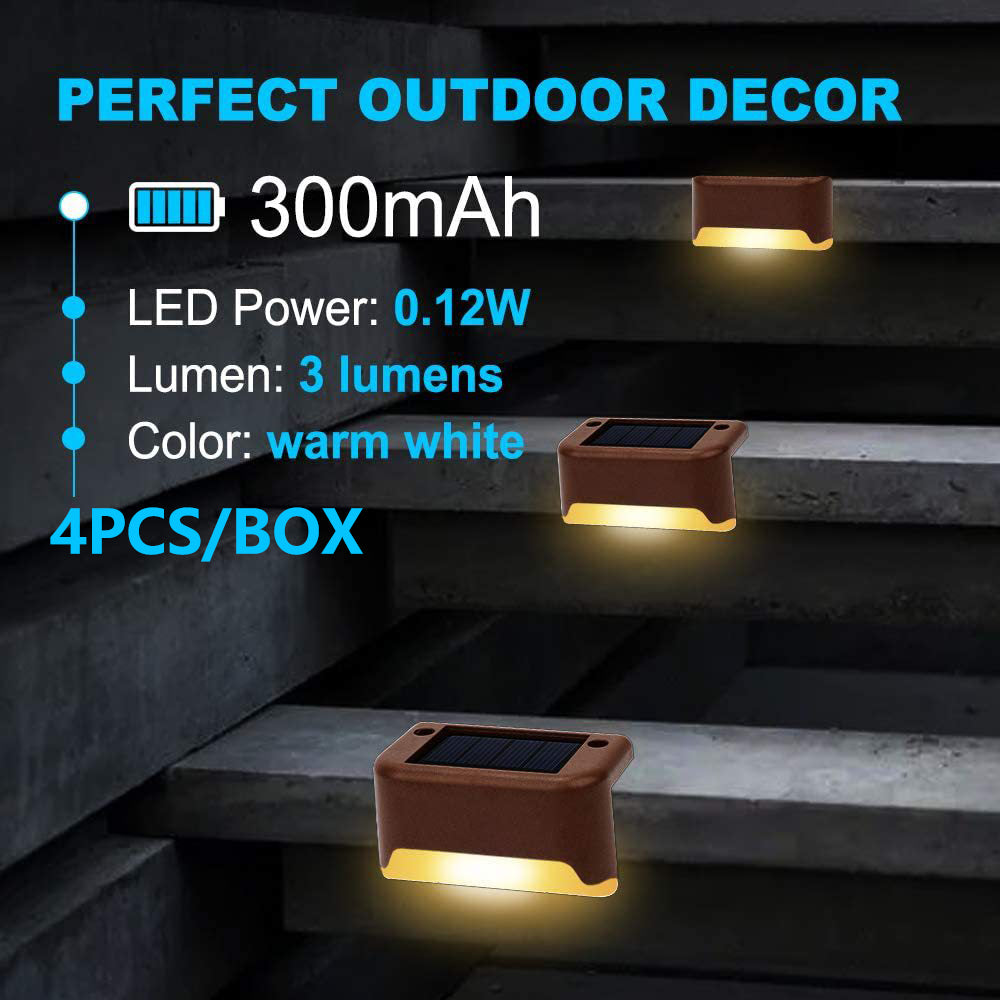 4 Pack Solarpower Deck Lights Outdoor Step Waterproof Led