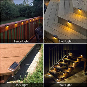 4 Pack Solarpower Deck Lights Outdoor Step Waterproof Led